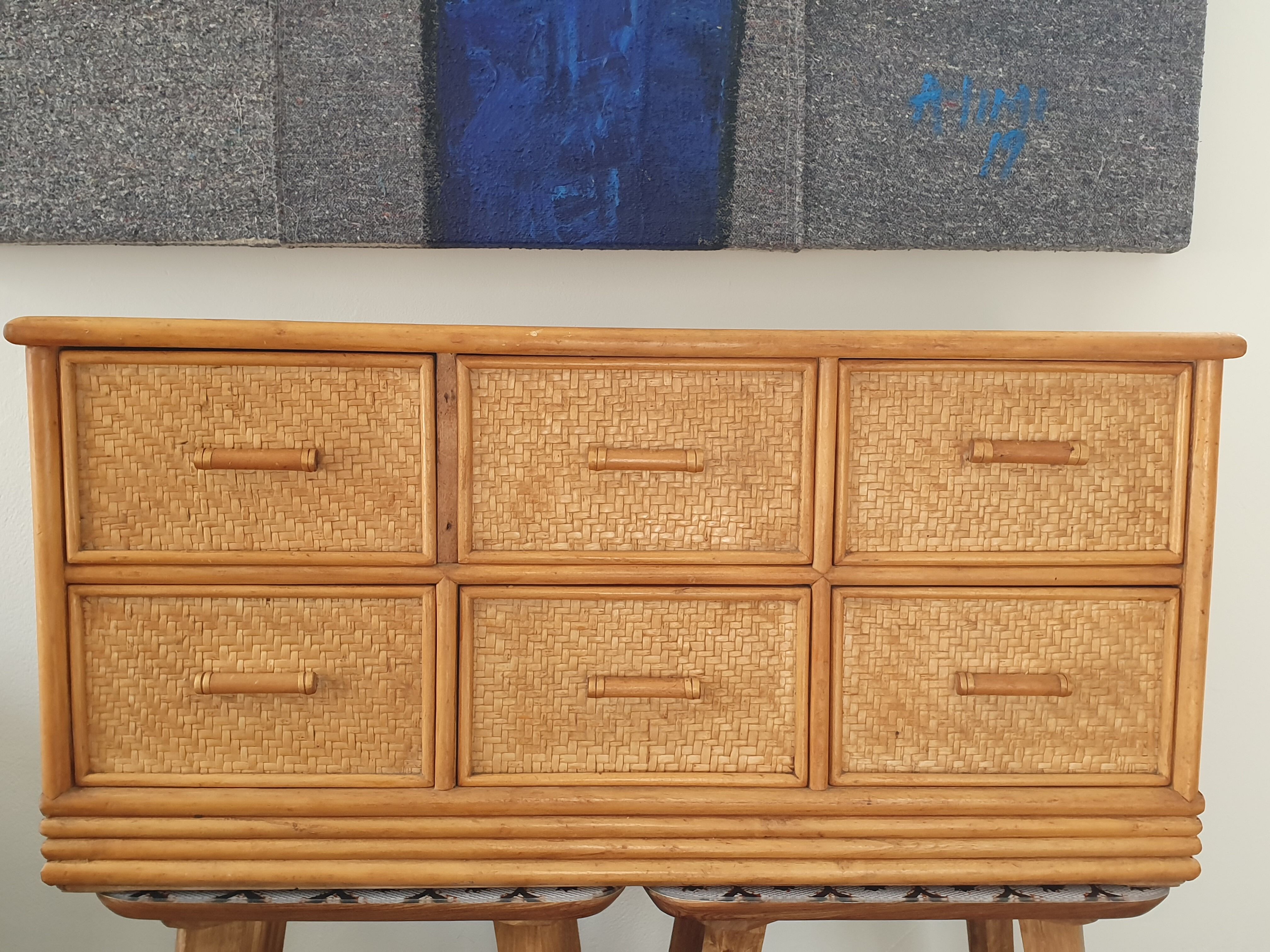 Meuble rotin vintage