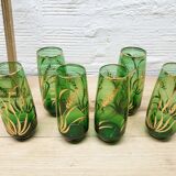 Set 6 emerald green orangeade glasses