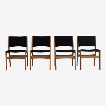 Lot de 4 chaises de salle à manger années 60 en chêne