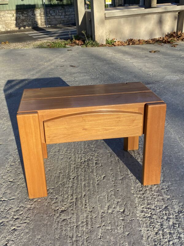 Regain / chapo Chevet en orme massif  1 tiroir en ceinture 1980 Signé