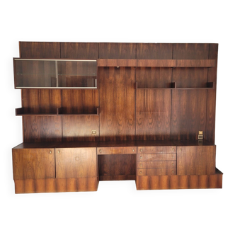 Designer modular wall shelves 1960s Luigi Bartolini Rio rosewood