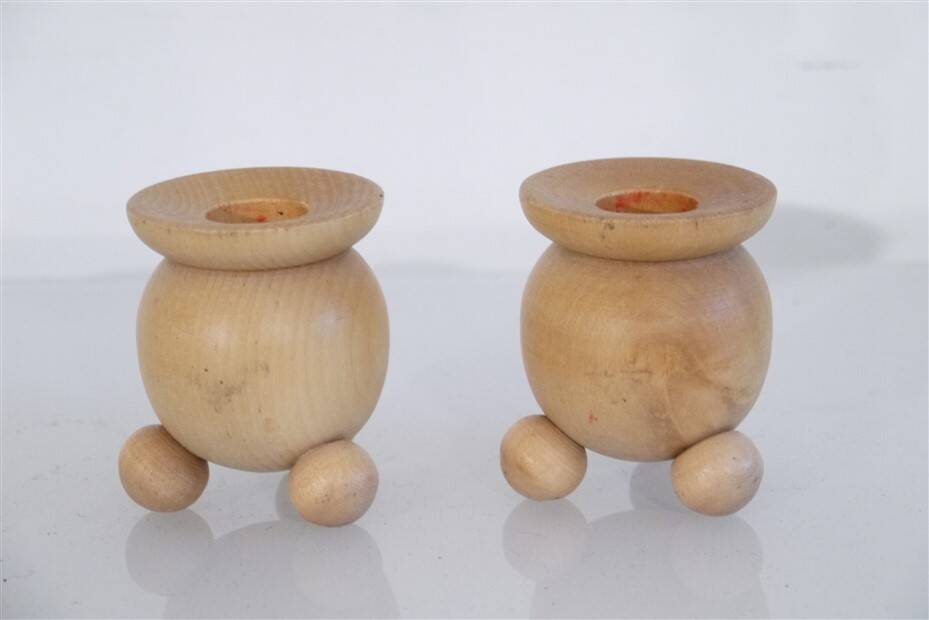 Pair of Swedish wooden candlesticks 1960