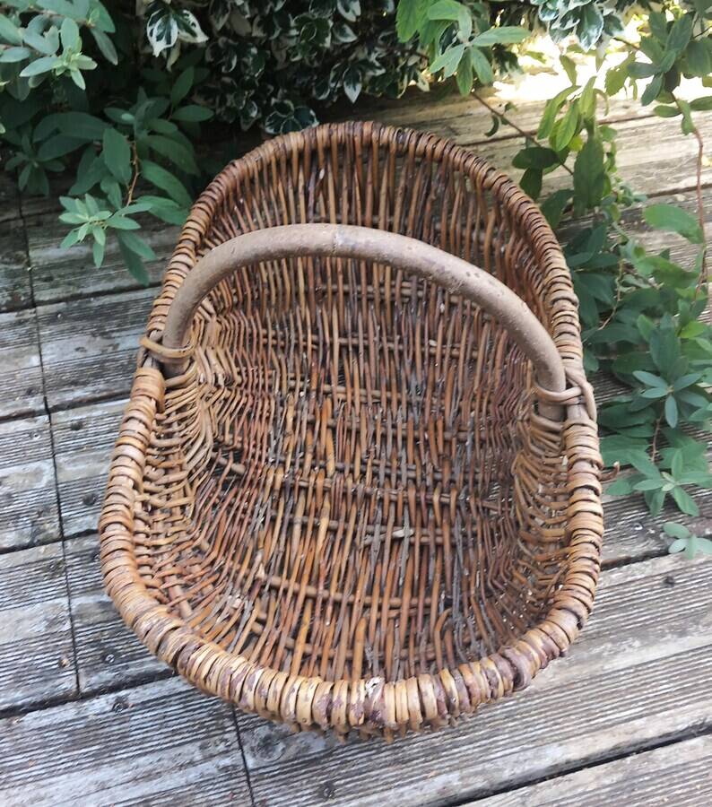 Old large Burgundy wicker basket