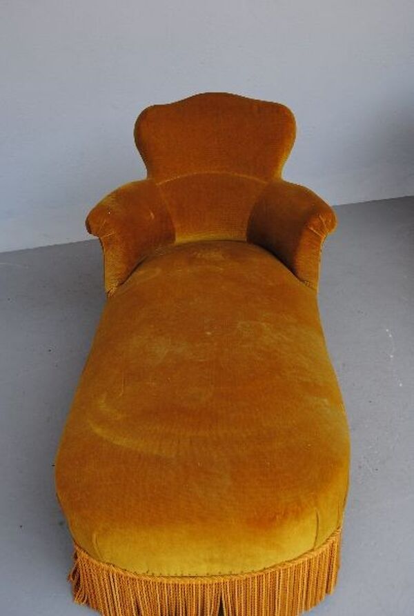 Méridienne Style Louis Philippe En Velours Ocre