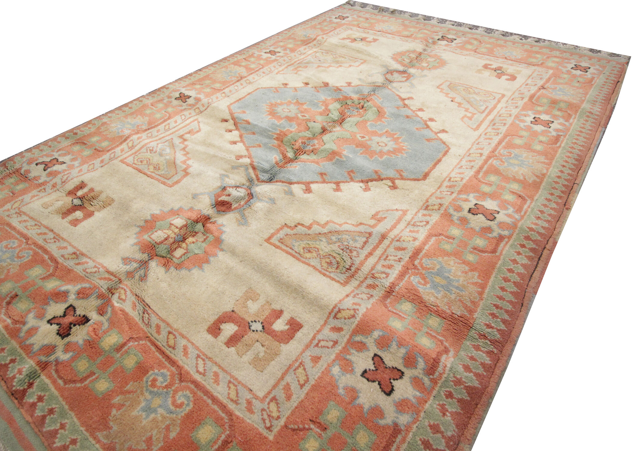 Handwoven antique turkish carpet, classic wool rug- 145x220cm