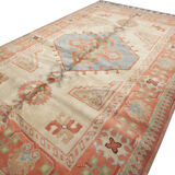 Handwoven antique turkish carpet, classic wool rug- 145x220cm