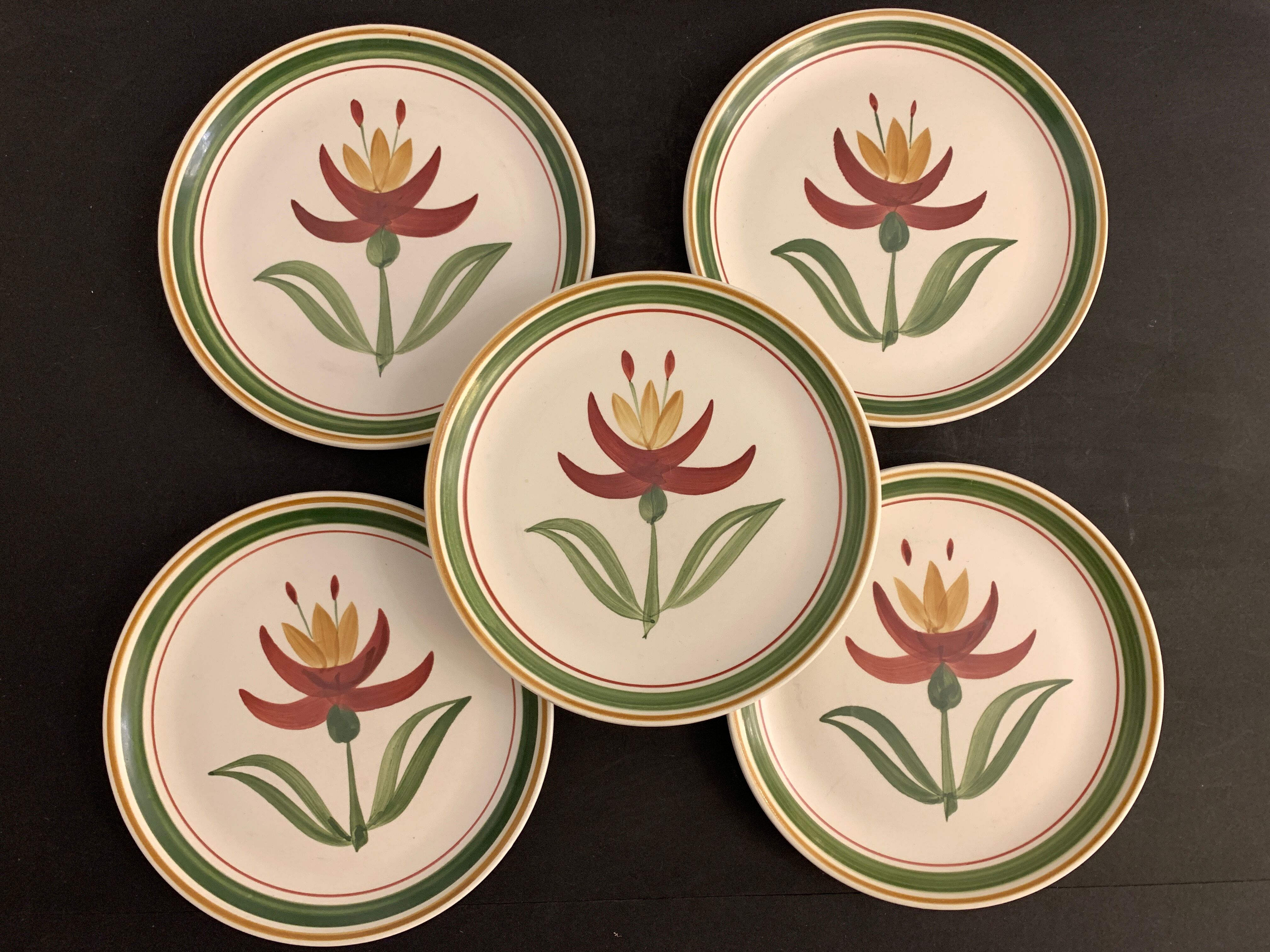 10 Longchamp dessert plates, floral model
