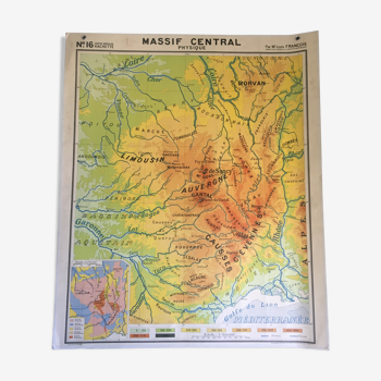 Carte scolaire vintage Massif central