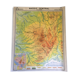 Carte scolaire vintage Massif central