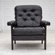 1970s, Danish armchair, brown furniture leather, oak wood.