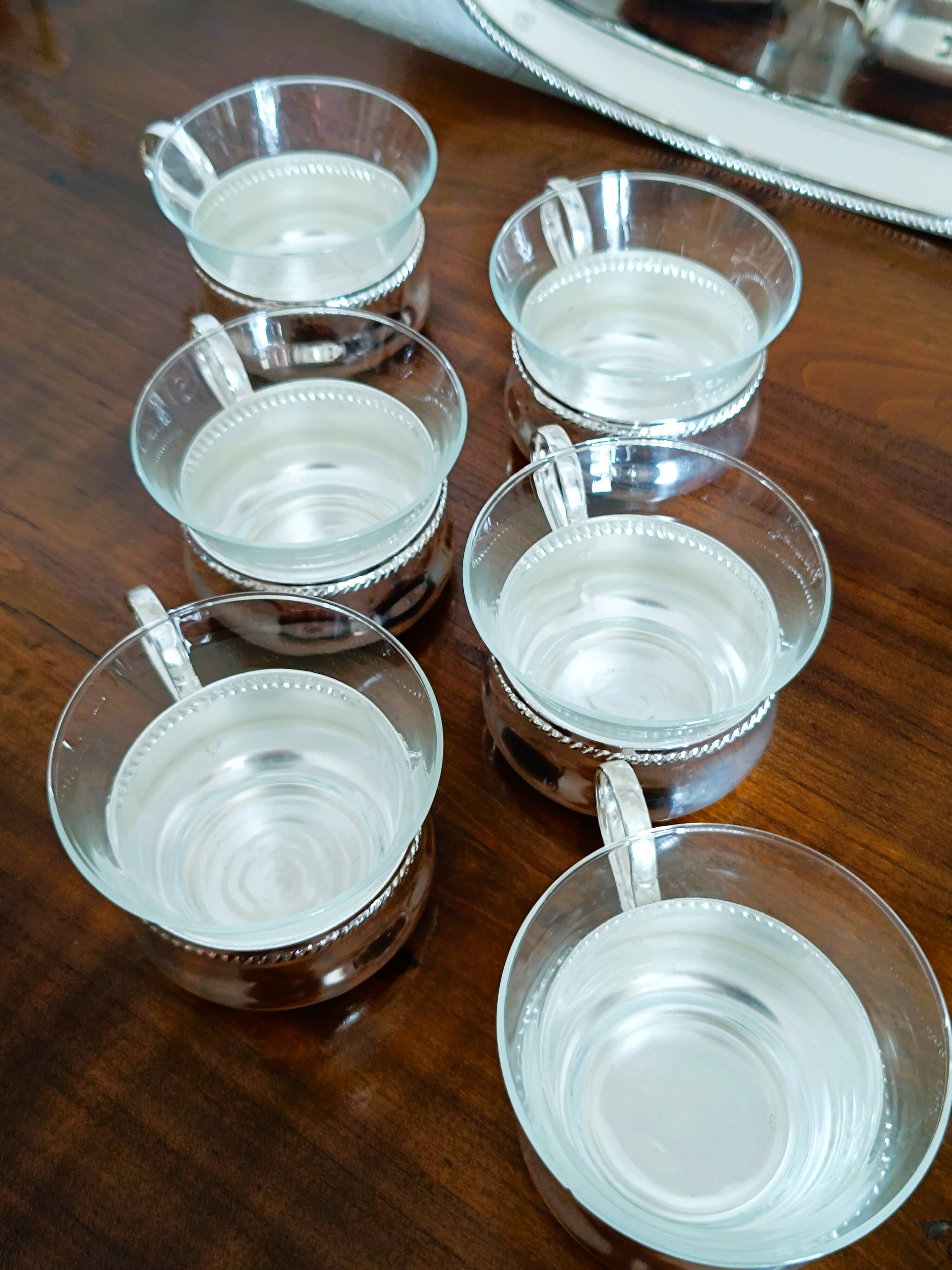 6-cup tea set and silver tray