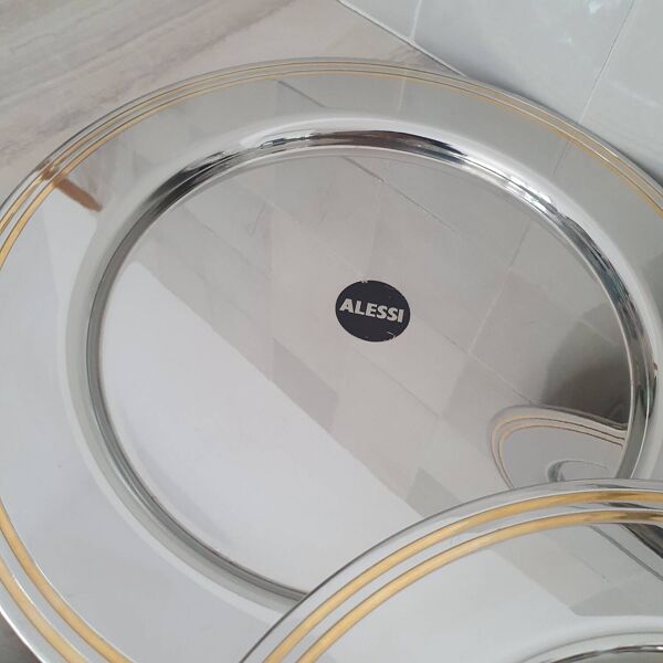 Alessi Ettore Sottsass / 6 grandes assiettes d présentation inox 18/10