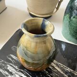 Glazed ceramic vase in honey/ochre/green, France circa 1950.