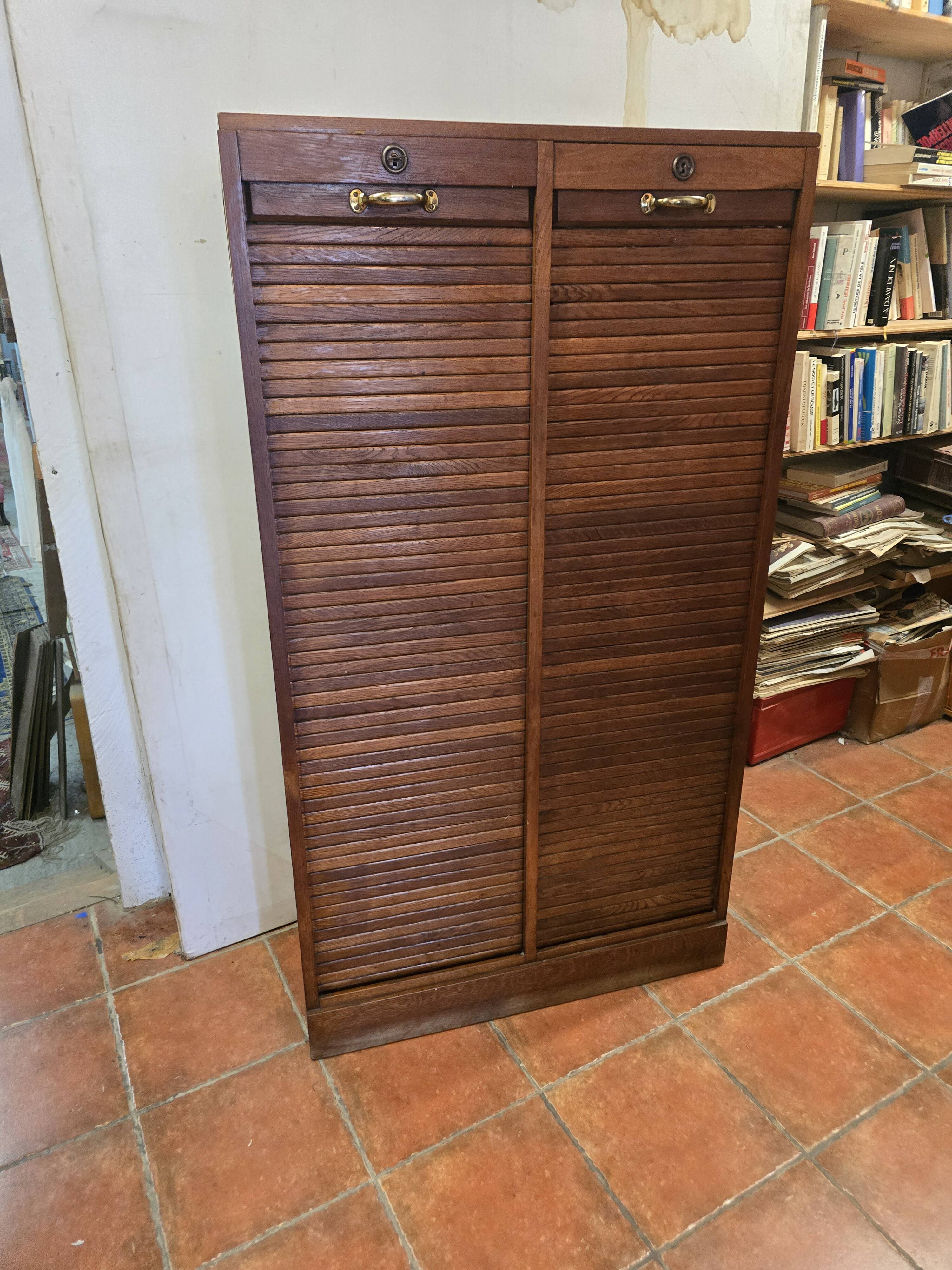 Old double oak filing cabinet