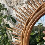 Vintage rattan sun mirror