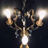 Bronze and crystal 3 light cage chandelier