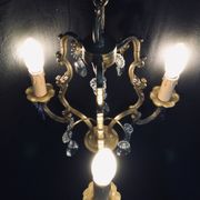 Bronze and crystal 3 light cage chandelier