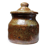 Tobacco or spice jar, vintage pyrite stoneware box, La Borne craftsmanship