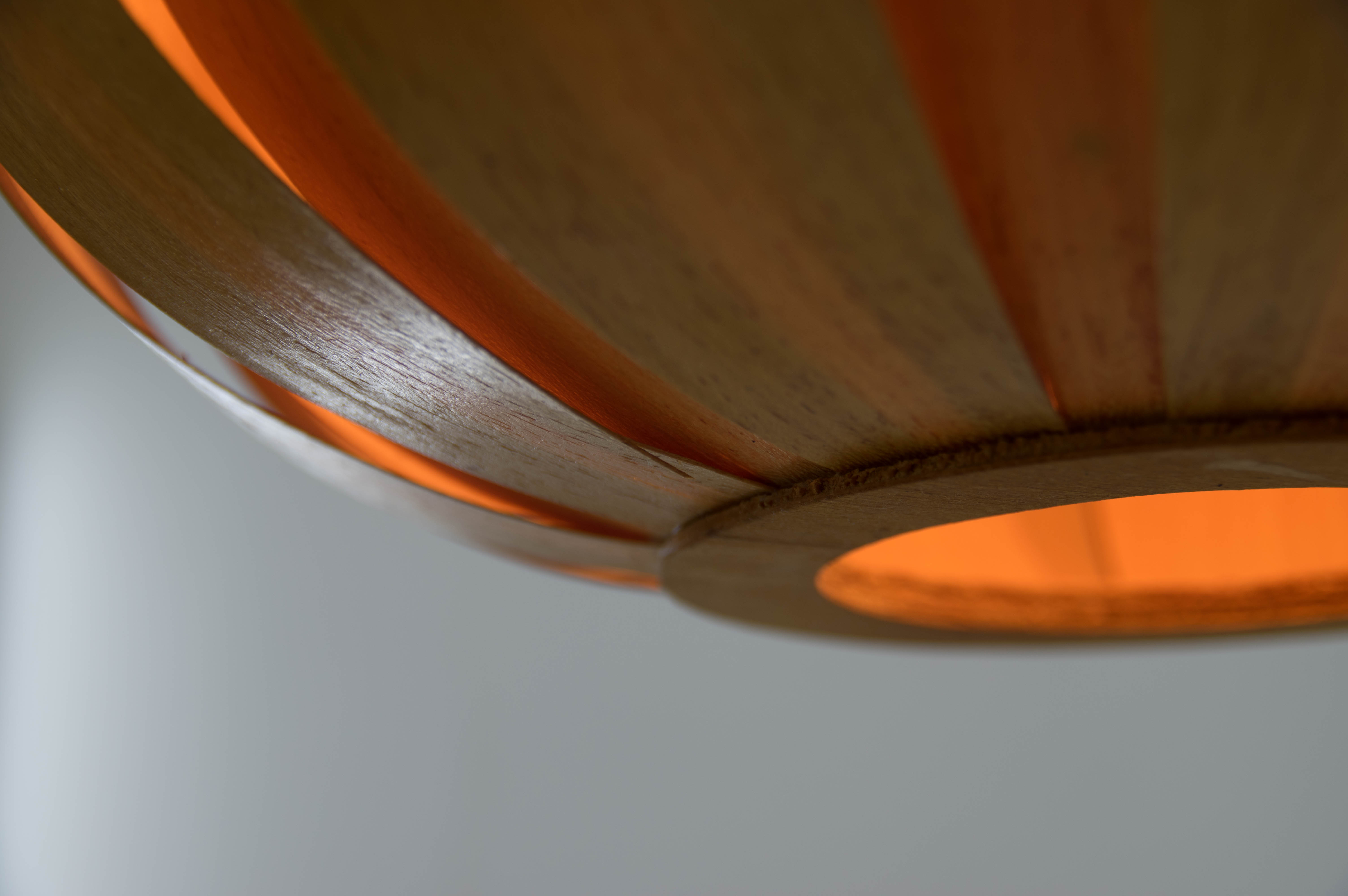Midcentury Wooden Veneer Pendant, ULUV, 1960s