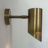Vintage adjustable wall light, solid perforated brass, France 1960