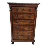 Empire period chest of drawers in mahogany and veneer, 19th century