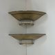 Pair of Art Deco corner sconces, brass and glass, France 1930