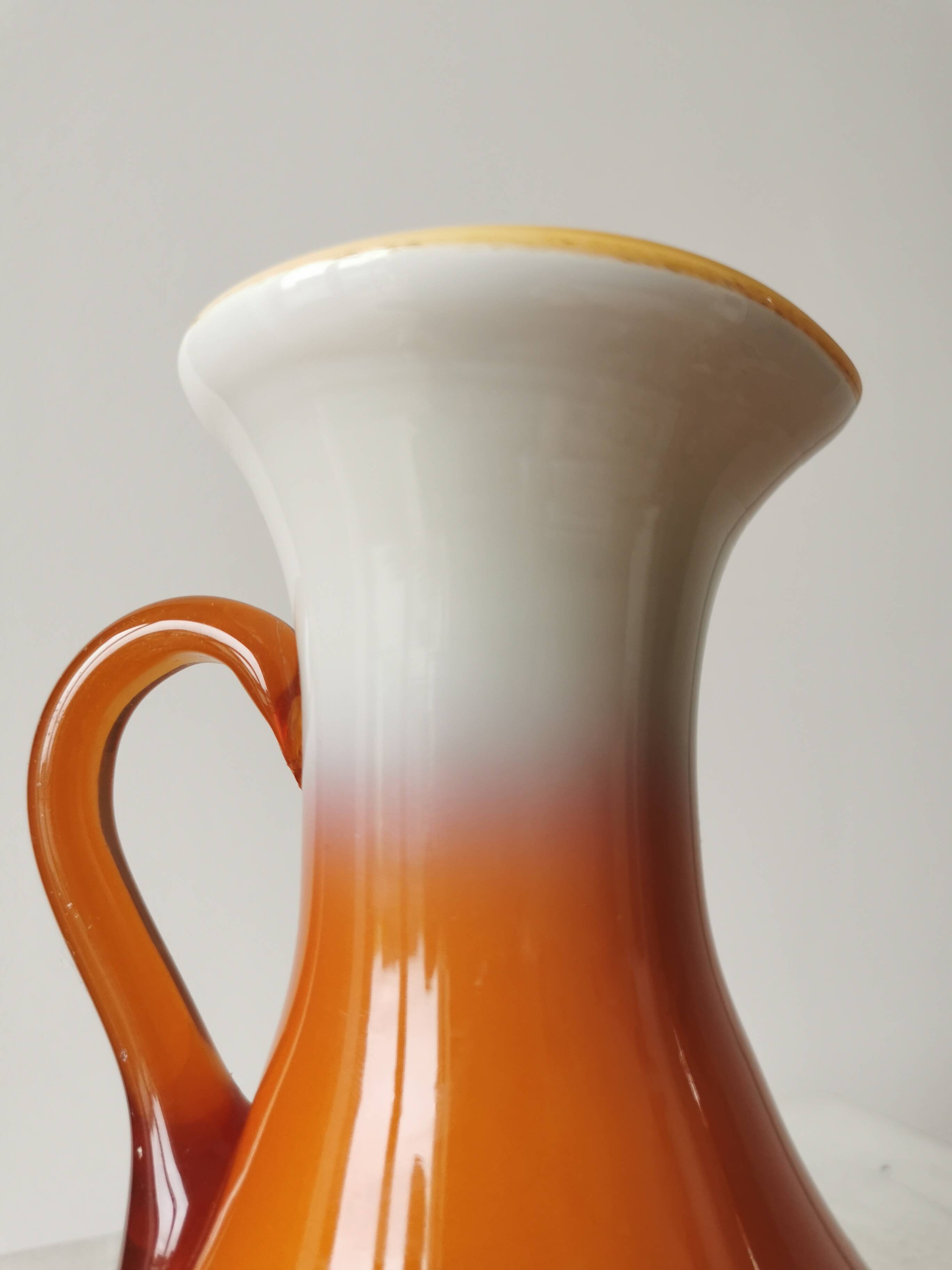 Vintage Murano Cased Glass Vase: Retro Orange Ceramic, 70s Yugoslavia