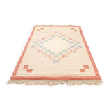 Scandinavian Mid-Century Flat Weave Rug by Anne-Marie Boberg. 202 (218 incl. the fringes) x 129 cm