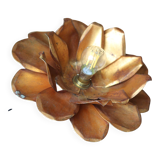 Vintage ceiling light in gilded metal, flower-shaped.