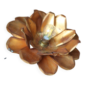 Plafonnier vintage en métal doré, en forme de fleur