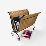 Wicker and curved metal magazine holders