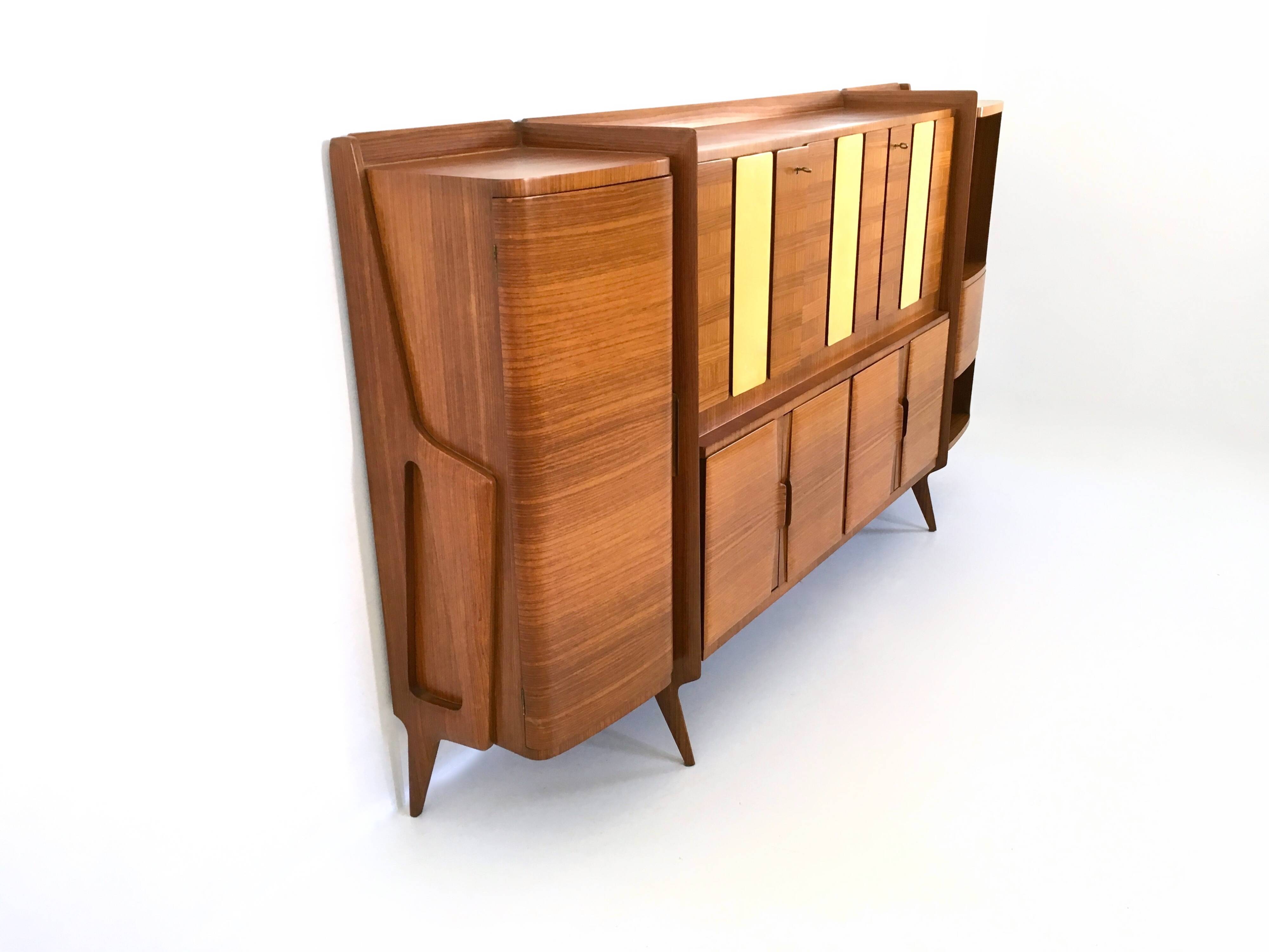 Monumental Wooden Cabinet with Parchment Panels by Gio Ponti, Italy