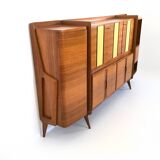 Monumental Wooden Cabinet with Parchment Panels by Gio Ponti, Italy
