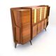 Monumental Wooden Cabinet with Parchment Panels by Gio Ponti, Italy
