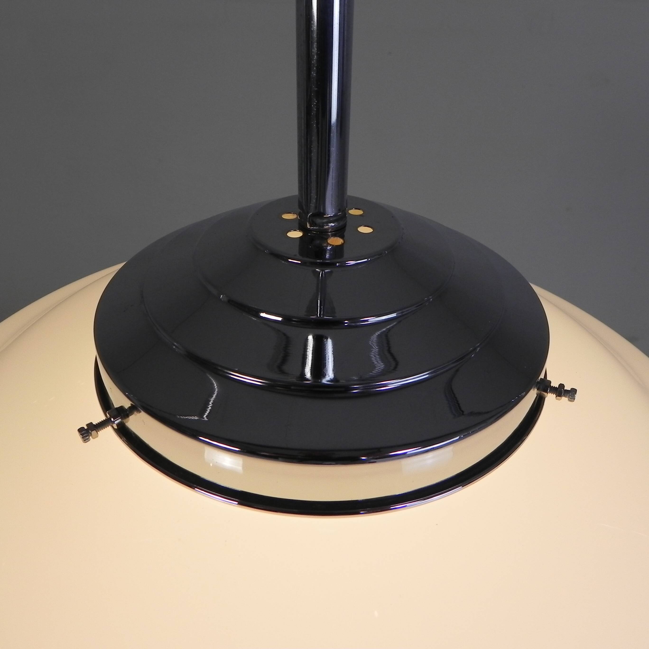 Art Deco pendant light with white glass shade, 1930s