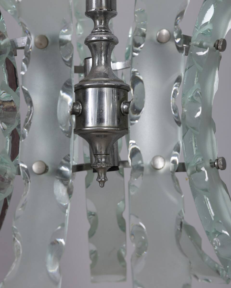Vintage 70's worked glass chandelier design zeroquattro
