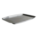 Rectangular stainless steel tray.