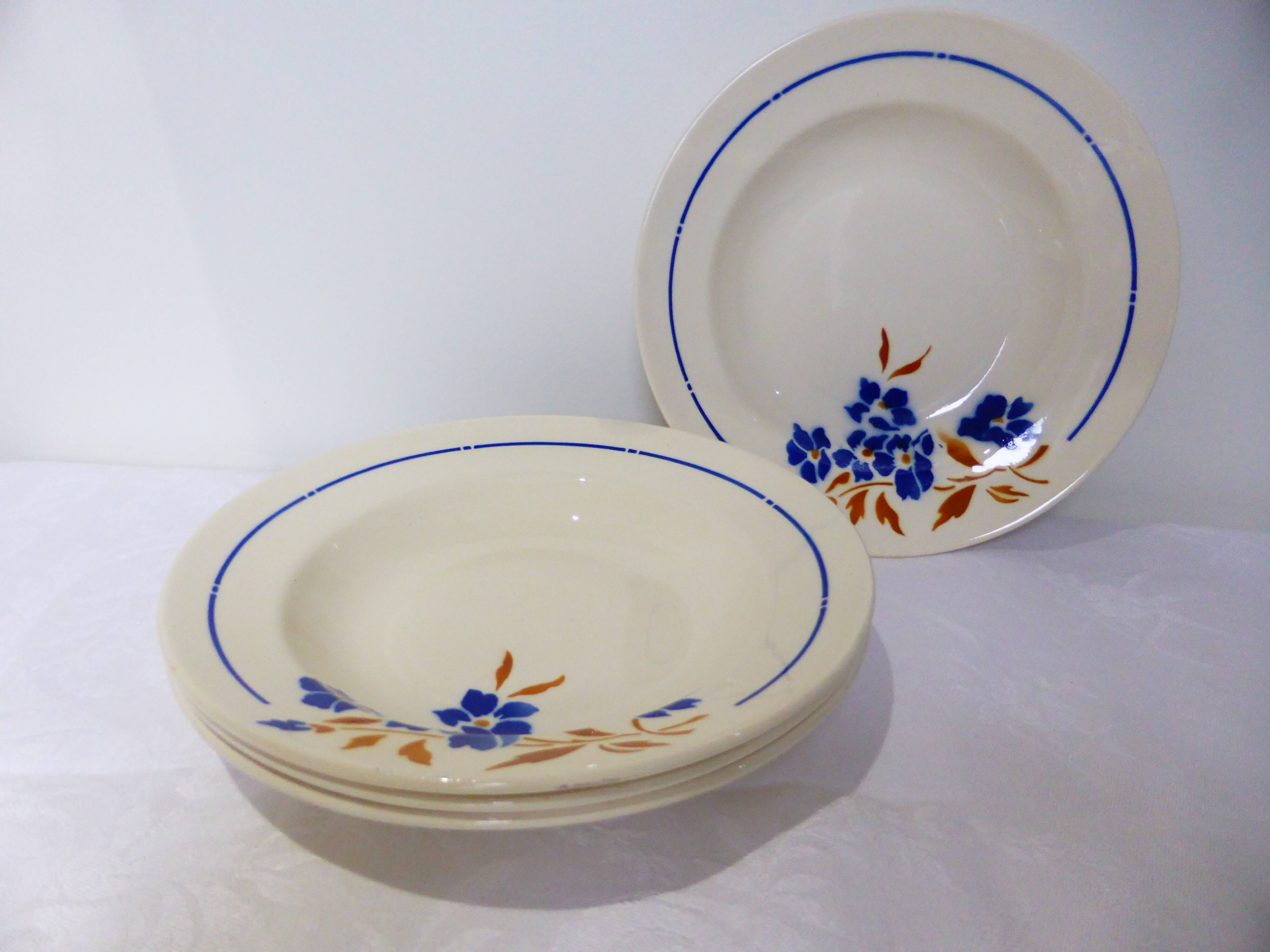 4 vintage Badonviller deep plates 211235