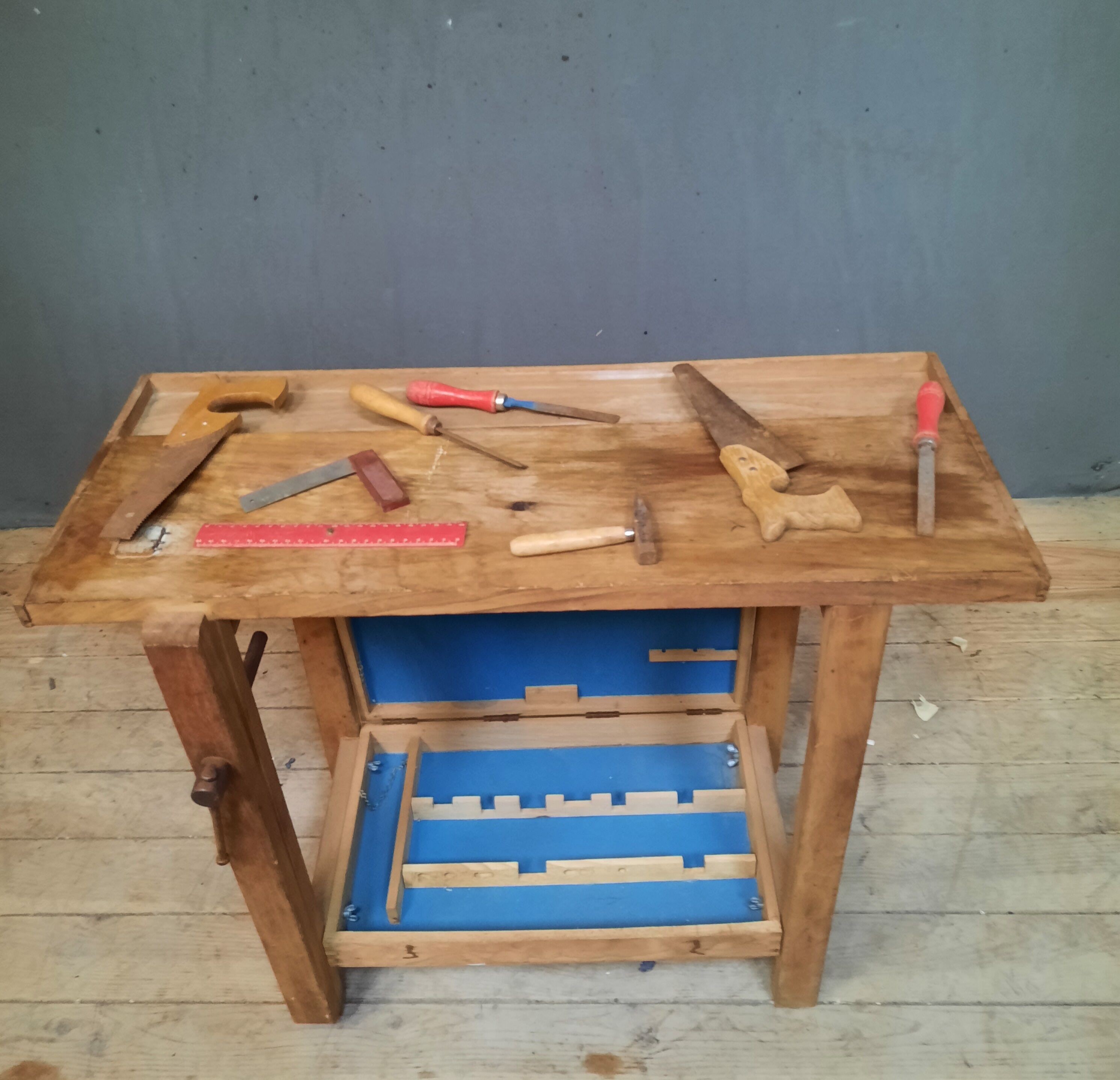 Wooden set for children with tools