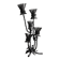 Brutalist floor lamp with five thistle-shaped lights in black wrought iron, 1970s