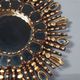 Vintage 35 cm gilded carved wood sun mirror with wooden slats D326