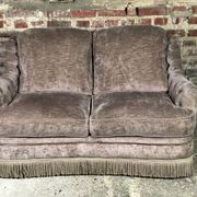 vintage velvet taupe sofa 70's style
