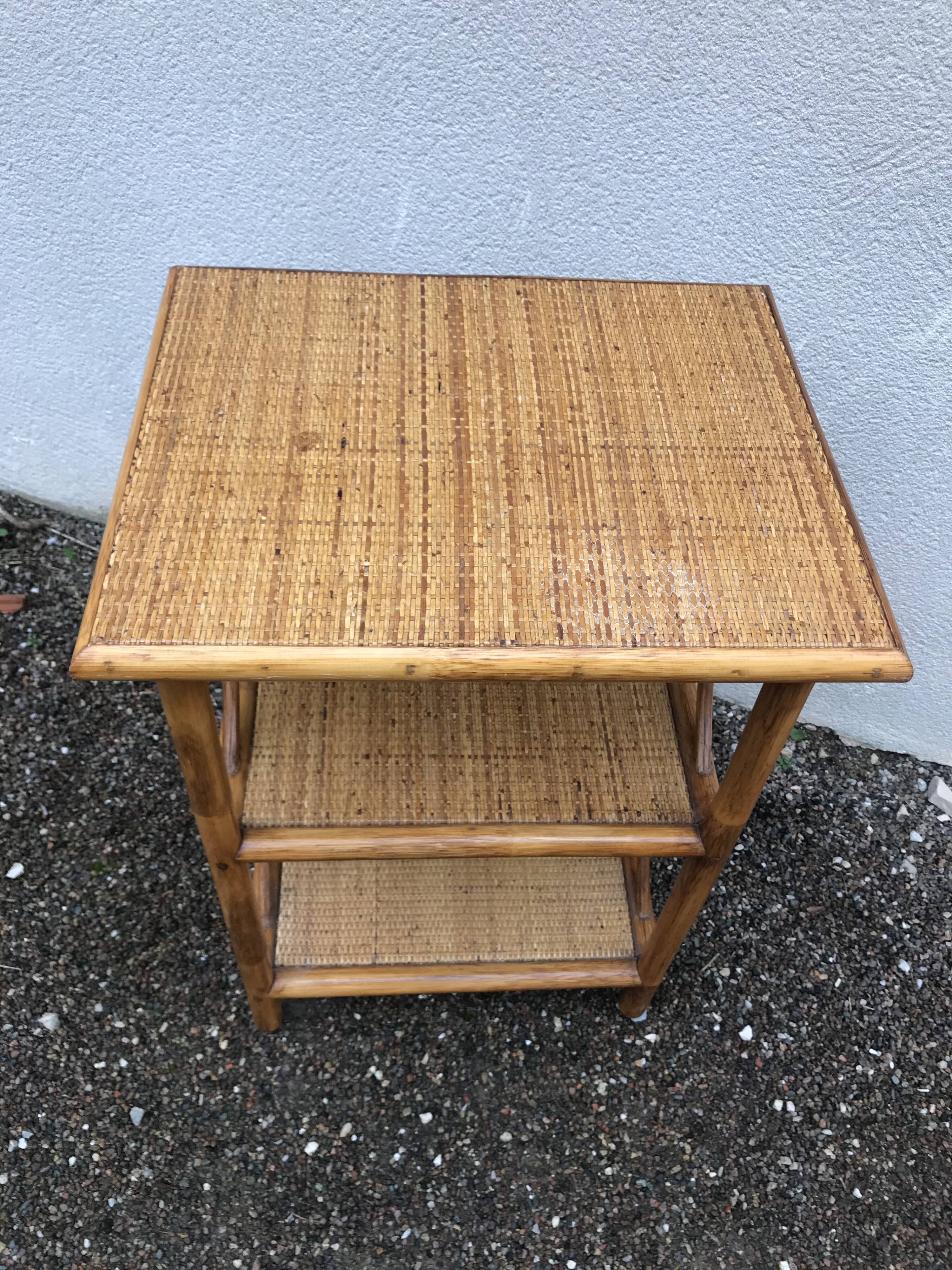Vintage rattan bamboo shelf