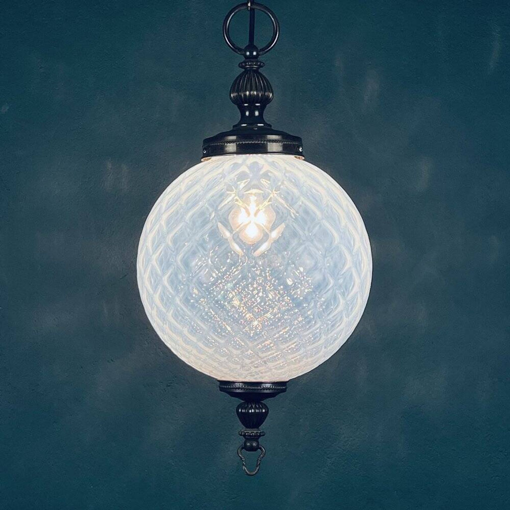 Vintage Blue Murano Sphere Pendant Lamp, Italy, 1970s