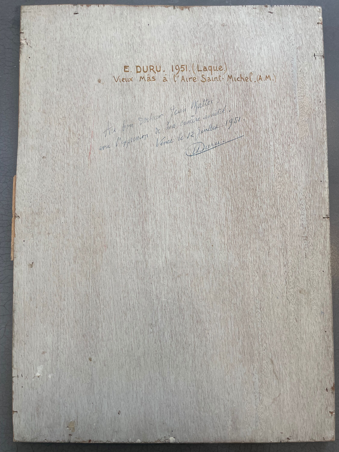 Old painting table Vieux Mâs at the Aire Saint-Michel E.Duru 1951