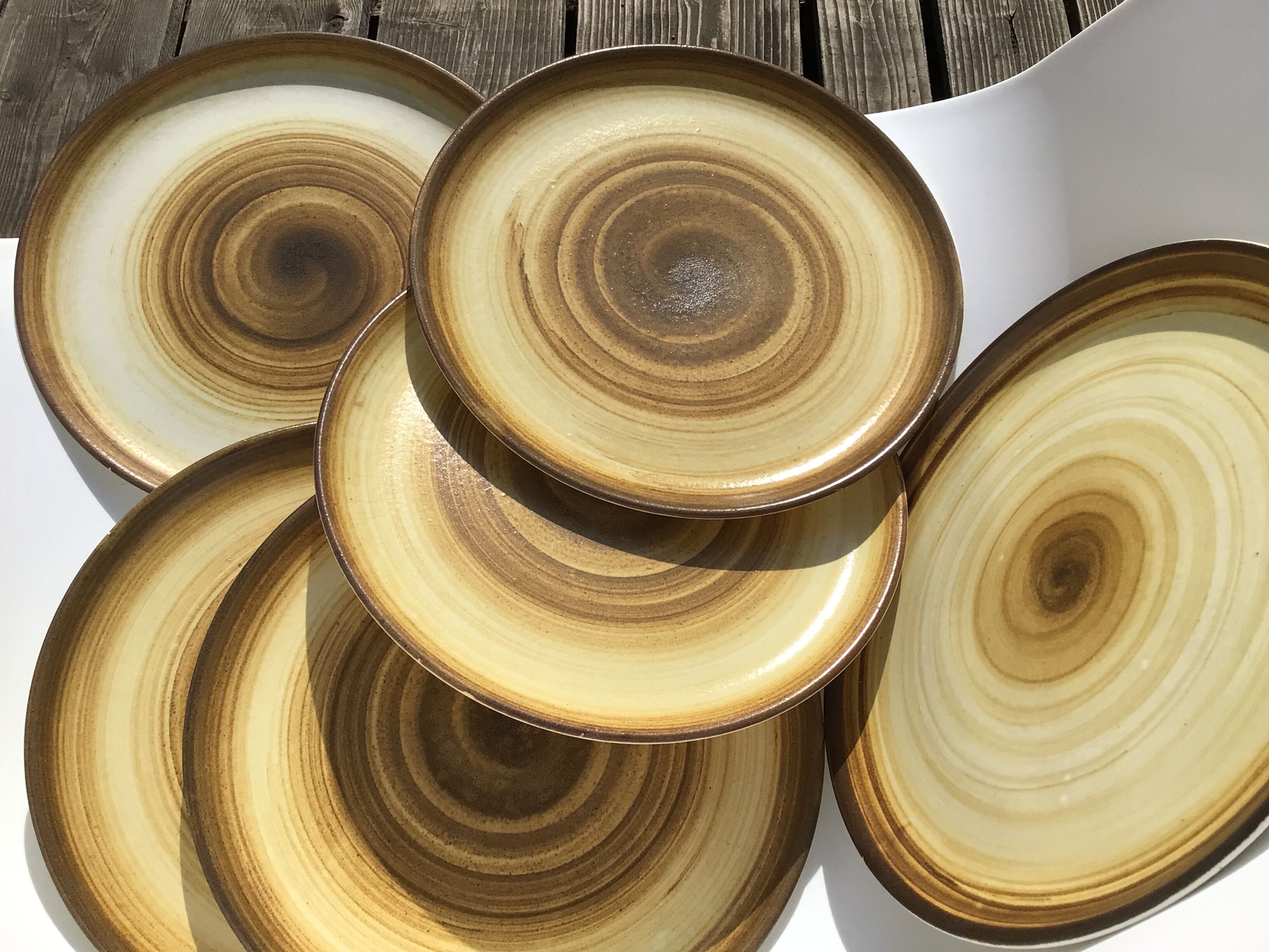 6 Flat plates sandstone Longchamp brown straw