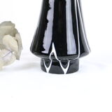 Black and white tempered glass vase, vintage 1960