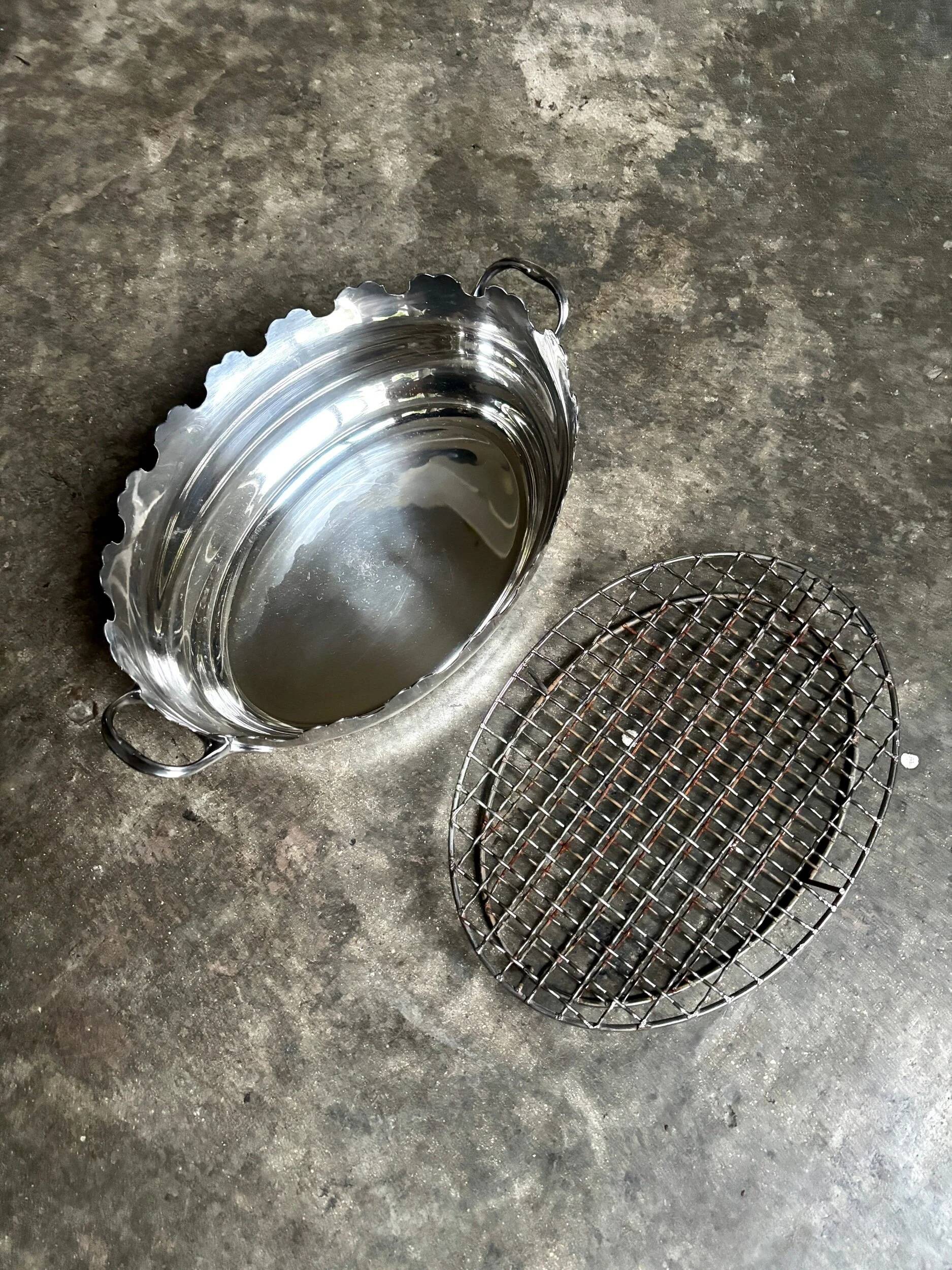 Glass cooler, silver-plated metal bottle