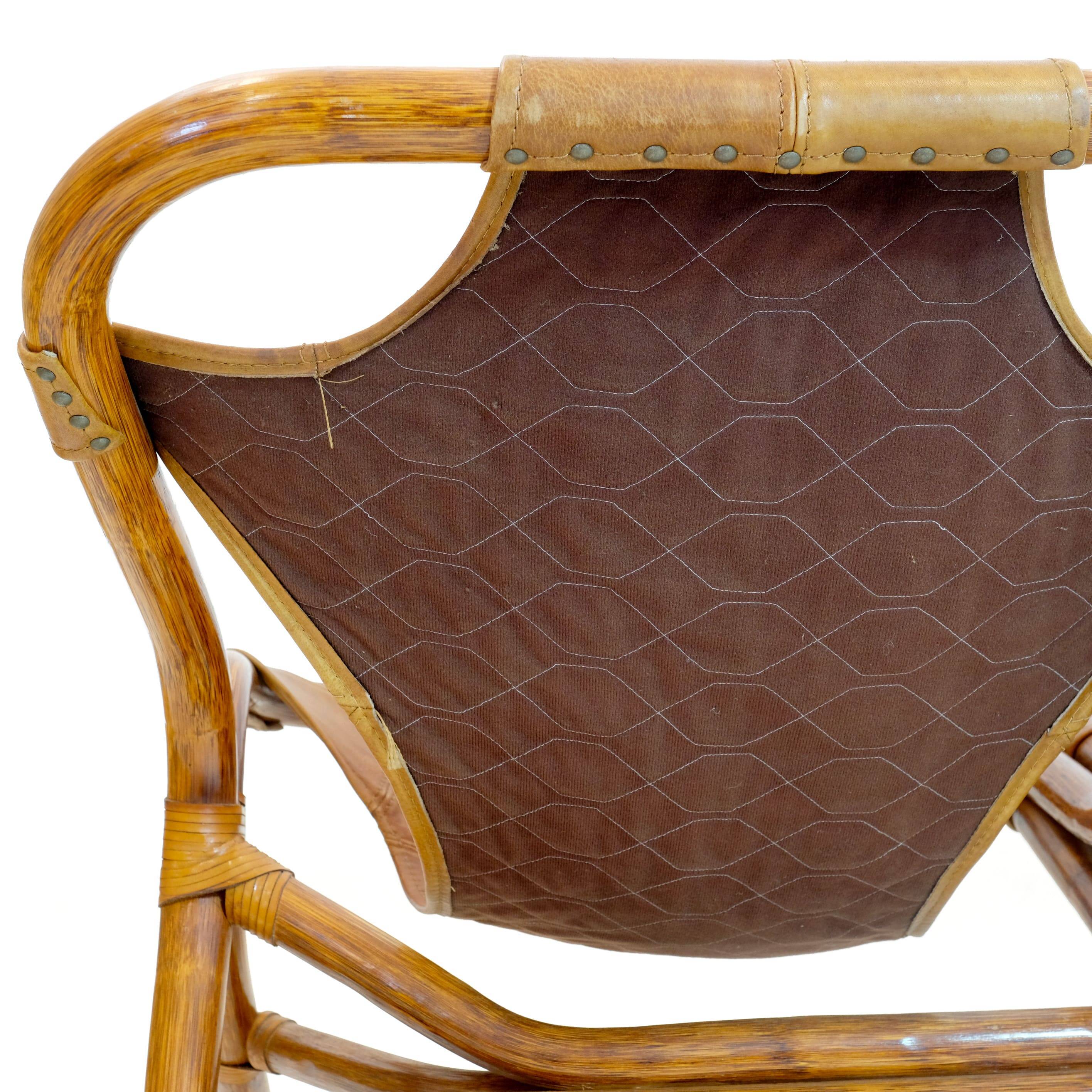 Rohe Noordwolde, banquette en bambou et cuir, 1970s.