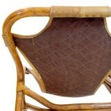 Rohe Noordwolde, banquette en bambou et cuir, 1970s.